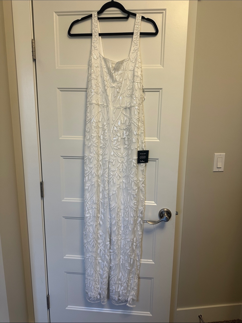 Lulu's White Sequin Embroidered Sleeveless Dress